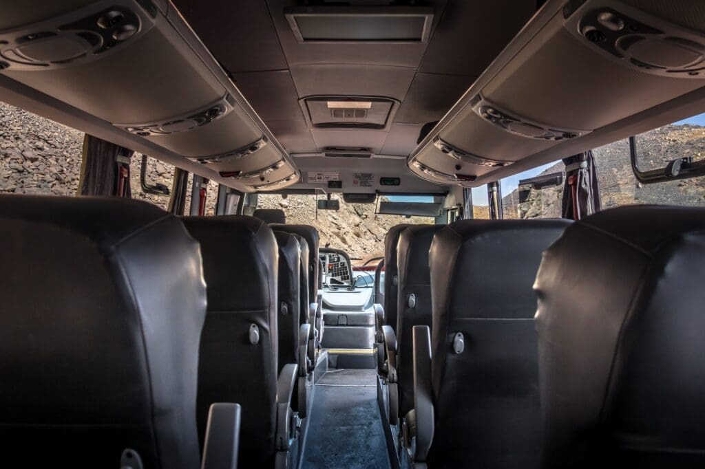 Interior of a bus at Cajon del Maipo - Chile