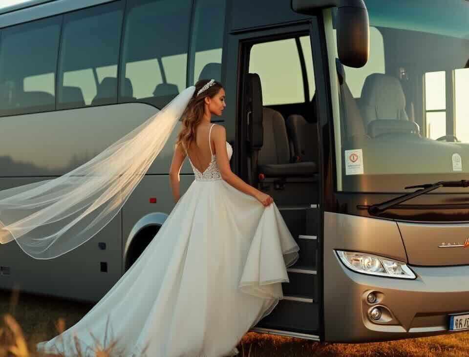robe de mariage et autocar pour le jour J