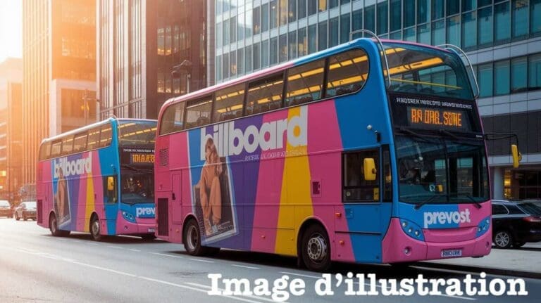 deux autocars publicitaires