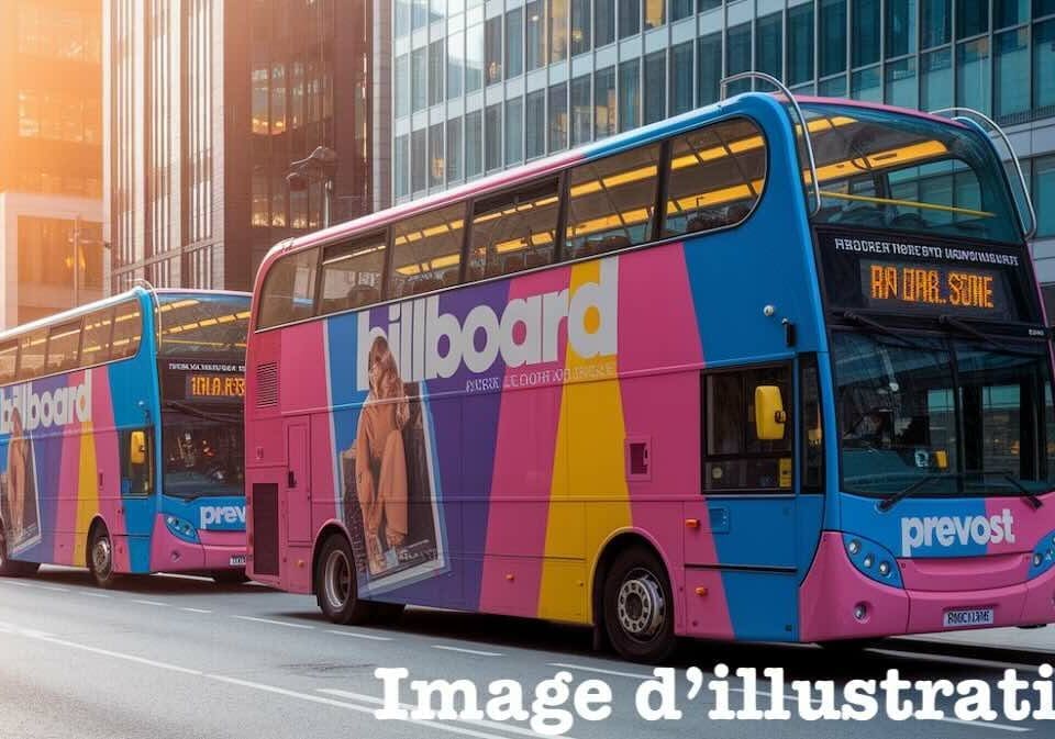 deux autocars publicitaires